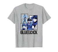 Blue Lock Yoichi Isagi The Mind On The Game Big Split Logo Maglietta, Uomo, Grigio Melange, 4XL