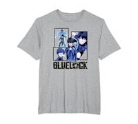 Blue Lock Yoichi Isagi The Mind On The Game Big Split Logo Maglietta, Uomo Taglie Grandi, Grigio Melange, 3X Tall