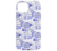 Blue London Toile Big Ben Taxi Guard Tower Bridge Custodia per iPhone 15 Plus