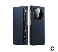 (Blue) Luxury Carbon Fiber Pattern Leather Magsafe Case for Honor Magic V3