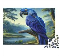 Blue Macaw Perched Colourful Giant Blue Macaw 1000 Pieces Jigsaw for Adults The Impossible Challenge Brain Development 38x26cm/1000pcs