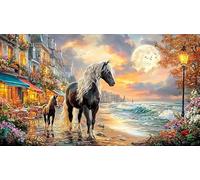 Blue-maned-horse-galloping-through-stormy-sky 1000 pezzi Puzzle per adulti e bambini di 12+ anni Estremamente difficile Idea regalo perfetta Carta riciclata 38x52/1000 pezzi