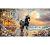 Blue-maned-horse-galloping-through-stormy-sky 1000 pezzi Sfida di gioco educativo Puzzle Idea regalo perfetta Puzzle per adulti e bambini Bellissimo puzzle decorativo 38x52/1000 pezzi