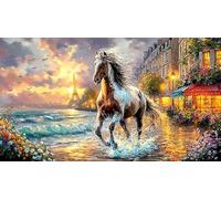 Blue-maned-horse-galloping-through-stormy-sky Puzzle 1000 pezzi Carta riciclata Estremamente difficile Gioco stimolante per donne e uomini per relax 38x52/1000 pezzi