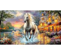 Blue-maned-horse-galloping-through-stormy-sky Puzzle 1000 pezzi Carta riciclata Estremamente difficile Gioco stimolante per donne e uomini per relax 38x26/1000 pezzi