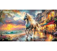 Blue-maned-horse-galloping-through-stormy-sky Puzzle per adulti 1000 pezzi Giochi educativi Regalo divertente & Attività in casa Gioco stimolante per relax, creatività e regali 38x52/1000 pezzi