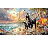 Blue-maned-horse-galloping-through-stormy-sky Puzzle per adulti e bambini 1000 pezzi Carta riciclata Puzzle Giochi educativi per attività in casa & Regalo divertente perfetta 38x26/1000 pezzi