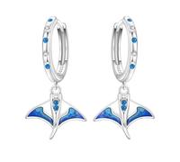 Blue Manta Ray - Orecchini pendenti minimalisti, in argento, per uso professionale e da sera