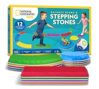 Blue Marble National Geographic Kids Pierres D’Équilibre et Barres D’Équilibre - Set de Parcours d’Obstacles de 12 pièces pour Enfants 3+ avec dé en Mousse, Cartes Play & Learn et Base antidérapante