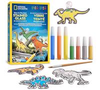 Blue Marble NATIONAL GEOGRAPHIC Kit Creativo per Bambini - Dinosauri Stile Vetrata con Colori Fosforescenti, Decorazioni per Finestre, Attività Artistiche per Bambini 4-8 Anni