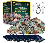 Blue Marble National Geographic Kit di Ricarica per Lucidatrice di Pietre - 1,36 kg di Gemme e Rocce Grezze da Lucidare, Incluso Ametista e Quarzo - Grit e Accessori, Carburo di Silicio