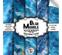 Blue Marble Scrapbook Paper: Double Sided Sheets | Stone Texture for Collage, Origami, Journaling, Wrapping, and Various DIY Craft Projects | 8.5" x 8.5" (21.59 x 21.59 cm)