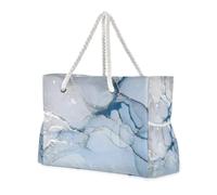 Blue Marble Texture Grande Capacità Totes Per Le Donne Con Tasche Laterali Weekender Pernottamento Top Beach Bag, Pool Bag, Work Bag, Shopping Bag