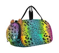Blue Marble Texture Oro Swirl Ragazze Duffle Bags Travel Tote Weekend Duffel Pernottamento Sport Danza Bag Ragazzi Carry on Duffel, Macchie nere leopardate arcobaleno, classico