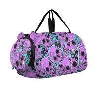 Blue Marble Texture Oro Swirl Ragazze Duffle Bags Travel Tote Weekend Duffel Pernottamento Sport Danza Bag Ragazzi Carry on Duffel, Teschi Stelle viola, classico