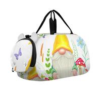 Blue Marble Texture Oro Swirl Ragazze Duffle Bags Travel Tote Weekend Duffel Pernottamento Sport Danza Bag Ragazzi Carry on Duffel, Gnome carino giardino primavera, classico