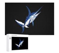 Blue Marlin Fish Puzzle in legno divertente pittura arte pittura puzzle decorazione regali 300/500/1000 pezzi