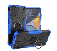 (Blue) Mech-style Phone Case With Bear Design And Ring Holder | Rich Colors | Scratch, Slip, And Dust Resistance | Compatible With Moto G22, Durable