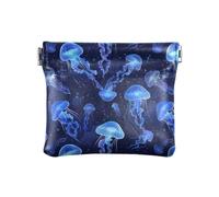 Blue Meduse Floating in SeaWomen Portafoglio Portamonete in pelle per contanti, comodo organizer per carte di credito e chiavi, per donne e ragazze, Medusa blu galleggiante in mare, 1 size