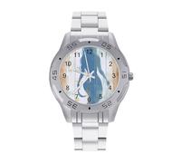 Blue Mermaid On Wood Business Watch Fashion Stainless Steel Orologi da polso personalizzati di facile lettura per le donne