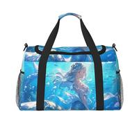 Blue Mermaid2 stampa bagaglio a mano per donne uomini spalla Weekender Crossbody Bag per Yoga Viaggi Must Haves, nero, Taglia unica