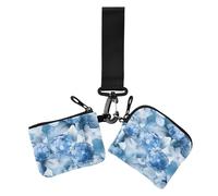 Blue Merry Christmas Gem Portafoglio da polso doppio da donna piccolo portatile portamonete con cerniera tasca portamonete per le donne 2 pezzi, Gemma di Buon Natale blu, 1 size, Casual