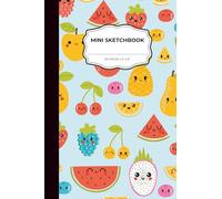 Blue Mini Sketchbook, Cute Fruits, 50 pages, 4 x 6 inches
