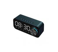 (Blue) Mirror Alarm Clock Bluetooth Speaker LED Digital Display Radio Alarm Clock Radio Wireless Subwoofer Music Player Table Clock