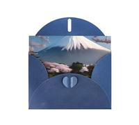 Blue MJHKXLJ - Biglietto di auguri con stampa perlata del Monte Fuji all'inizio della primavera, busta inclusa, perfetto per Natale, compleanni, San Valentino, matrimoni e molto altro ancora