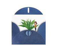 Blue MJHKXLJ - Biglietto di auguri con stampa perlata di bambina con mughetto, busta inclusa, perfetto per Natale, compleanni, San Valentino, matrimoni e molto altro ancora