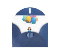 Blue MJHKXLJ - Biglietto di auguri perlato con bambina e palloncini su panchina, busta inclusa, perfetto per Natale, compleanni, San Valentino, matrimoni e molto altro ancora