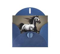 Blue MJHKXLJ - Biglietto di auguri perlato con stampa di cavalli al galoppo, busta inclusa, perfetto per Natale, compleanni, San Valentino, matrimoni e molto altro ancora