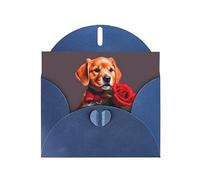 Blue MJHKXLJ - Biglietto di auguri perlato con stampa di un cane simile a un gentiluomo, busta inclusa, perfetto per Natale, compleanni, San Valentino, matrimoni e molto altro ancora