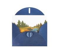 Blue MJHKXLJ Fallen leaves on the creek - Biglietto di auguri perlato con stampa perlata, busta inclusa, perfetto per Natale, compleanni, San Valentino, matrimoni e molto altro ancora