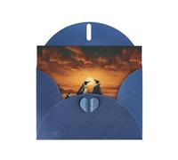 Blue MJHKXLJ Penguin looking at the sky Prints, biglietto di auguri perlato con busta inclusa, perfetto per Natale, compleanni, San Valentino, matrimoni e molto altro ancora