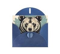 Blue MJHKXLJ Wildlife - Biglietto di auguri perlato con stampa di orsetto disegnato a mano, busta inclusa, perfetto per Natale, compleanni, San Valentino, matrimoni e molto altro ancora