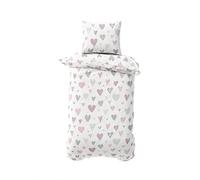BLUE MOON Biancheria da letto Bio Renforcé Premium in tutte le misure 135 x 200 | 140 x 200 | 155 x 220 cm (Hearts Rosé, 155 x 220 + 80 x 80 cm)