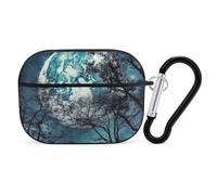 Blue Moon Custodia per AirPod Pro, cover rigida antigraffio in policarbonato con portachiavi, accessorio per AirPod Pro 2°/1° custodia per donne e uomini, stile nero