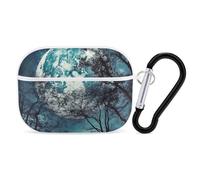 Blue Moon Custodia per AirPod Pro, cover rigida antigraffio in policarbonato con portachiavi, accessorio per AirPod Pro 2°/1° custodia per donne e uomini, stile bianco