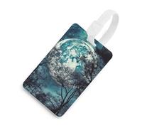 Blue Moon - Etichette per bagagli con carta d'identità, resistenti etichette per borse da viaggio, impermeabili, per valigie, zaini e custodie da viaggio, stile bianco