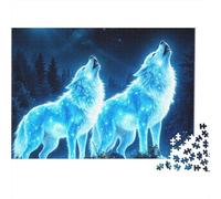 Blue Moon Wolves Puzzle Da 1000 Pezzi in Carta Ecologica Per Bambini Principianti, Puzzle Ultra Difficile, Divertimento Dopo Scuola, Puzzle Miglior Valutato Per Giovani Apprendisti 38x26cm/1000pcs