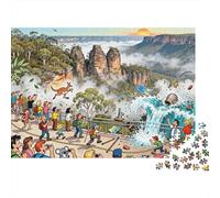 Blue Mountains Three Sisters Shenanigans Puzzle in Legno Impermeabile Puzzles Da 1000 Pezzi Regali Per Adulti Colorati Giochi Di Impegnativi