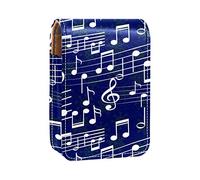 Blue Music Note Lip Gloss Holder Lipstick Case Portable Makeup Bag Travel Lipstick Organizer Case con Specchio Mini Rossetto Storage Box per le donne, Multicolore, 9.5x2x7 cm/3.7x0.8x2.7 in