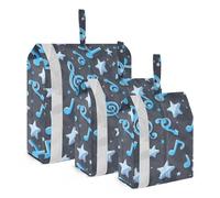 Blue Musical Notes and Stars 3pcs Travel Packaging Borse di Stoccaggio Con Cerniera Borse A Compressione Per Coperta Da Viaggio Borse di Stoccaggio Borse Da Viaggio