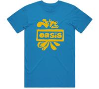 Blue Oasis Liam and Noel Gallagher Gold Logo autorizzato Uomo maglietta