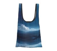 Blue Ocean and Sky Print - Borsa per la spesa pieghevole, riutilizzabile, leggera, per la spesa, viaggi, spiaggia, ecologica, compatta