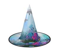 Blue Ocean - Cappello da strega per Halloween, motivo: pesci subacquei | Wizard Cap Halloween Natale Morte Dio Vampiro Mago Cosplay a tema Performance Carnevale Decor