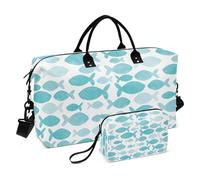 Blue Ocean Fish Borsone da palestra con tracolla regolabile per viaggi d'affari pieghevole, Blu Ocean Fish, 1 size