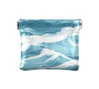 Blue Ocean Onde PU piccolo portamonete carino mini portamonete per le signore, onde blu dell'oceano, 1 size, moderno