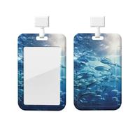 Blue Ocean - Porta badge con stampa di pesce subacqueo con cordino staccabile, per insegnanti, infermiere, dottori, personale e ufficio